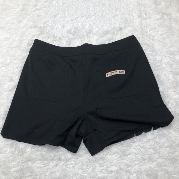 Ser.O.Ya Seroya Athletic Pleated Shorts Size XL Solid Black Logo NWT - Picture 6 of 11